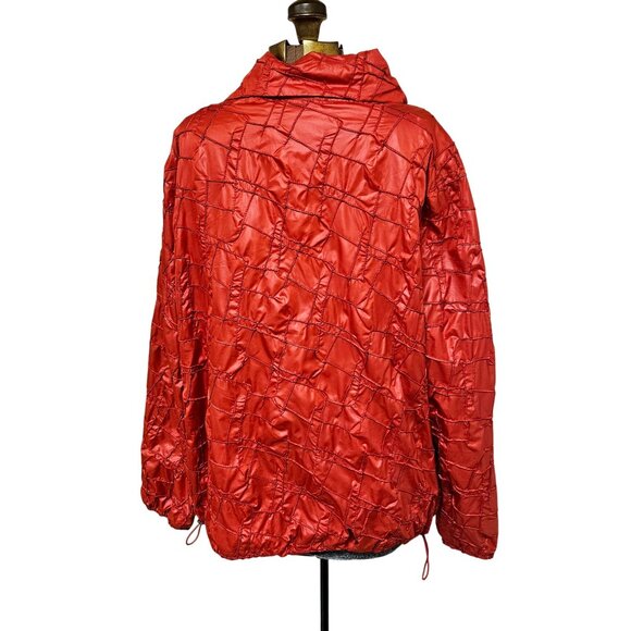 Chicos Zenergy Jacket Womens Size 4 Ellen Crinkled  Scarlet Sun Red Polyester - Picture 5 of 10